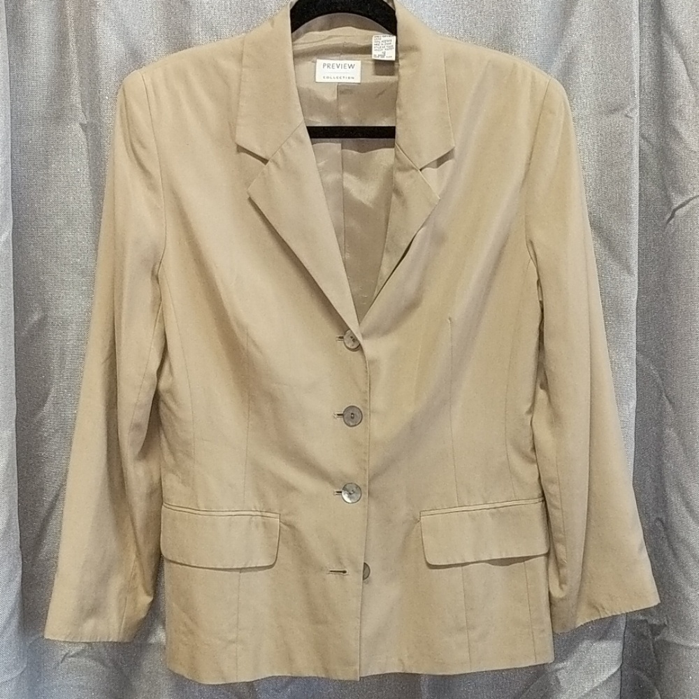100% silk khaki blazer
